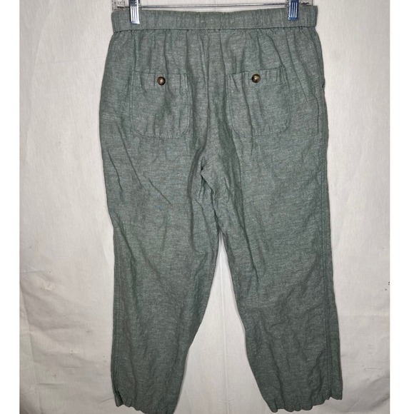 Liz Claiborne Green Linen Blend Jogger Pants Petite Small PS Drawstring Casual - Picture 3 of 7